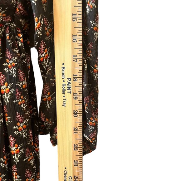 Zara Midi Dress Black SZ XL V-neck Button Wrap Floral Printed NWT - Picture 9 of 13